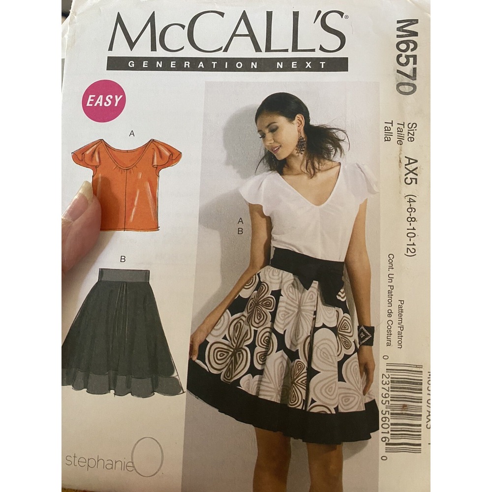 McCalls M6570 Misses Top Lined Skirt Sewing Pattern Size 4-12 Uncut 2012